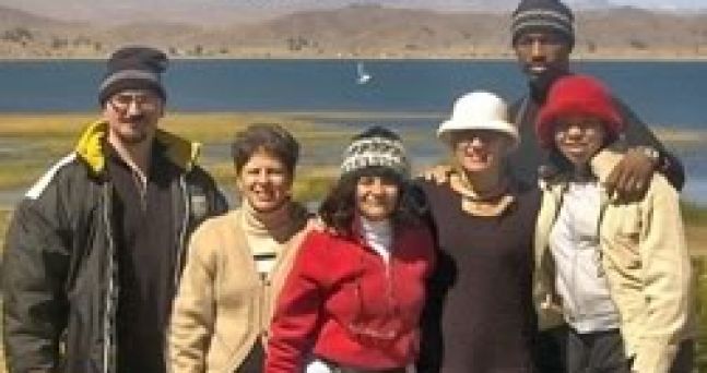 In front of Titicaca Lake during our concert tour to La Paz Jazz Festival in Bolivia
From let to right: Mark Beecher, Lynn Riley, myself, Donna, Rubin Edwards and Crystal Torre